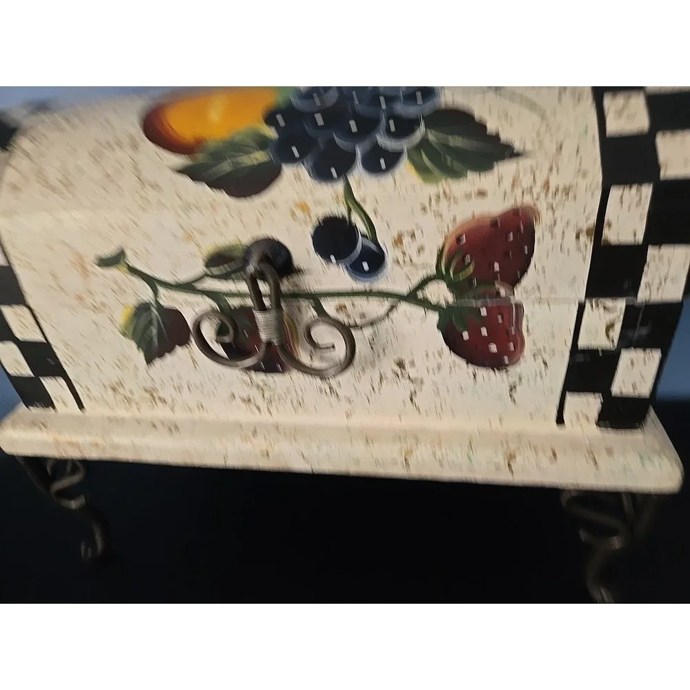 Vintage Wooden Kitchen Storage Box With Metal Legs For Fruits , Counter Top Deco